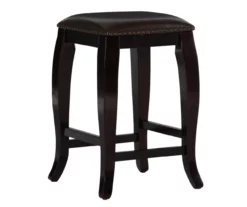 Dallas Wenge Brown Square Top Wood Nailhead Counter Stool