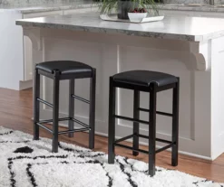 Bay Faux Leather & Wood Counter Stools, 2-Pack -Storage supplies store 810543042 2