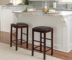 Bay Espresso Faux Leather & Wood Counter Stools, 2-Pack -Storage supplies store 810543043 2