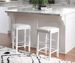 Bay Faux Leather & Wood Counter Stools, 2-Pack -Storage supplies store 810543048 2