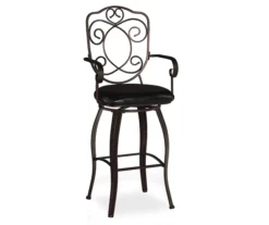 Nate Bronze Faux Leather Upholstered Crested Back Bar Stool