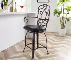 Nate Bronze Faux Leather Upholstered Crested Back Counter Stool 8 Nate Bronze Faux Leather Upholstered Crested Back Counter Stool -Storage supplies store 810543051 2