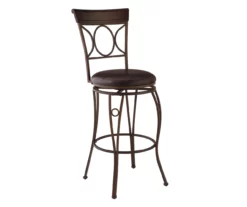 Memphis Black Metal & Brown Faux Leather Circle Back Bar Stool