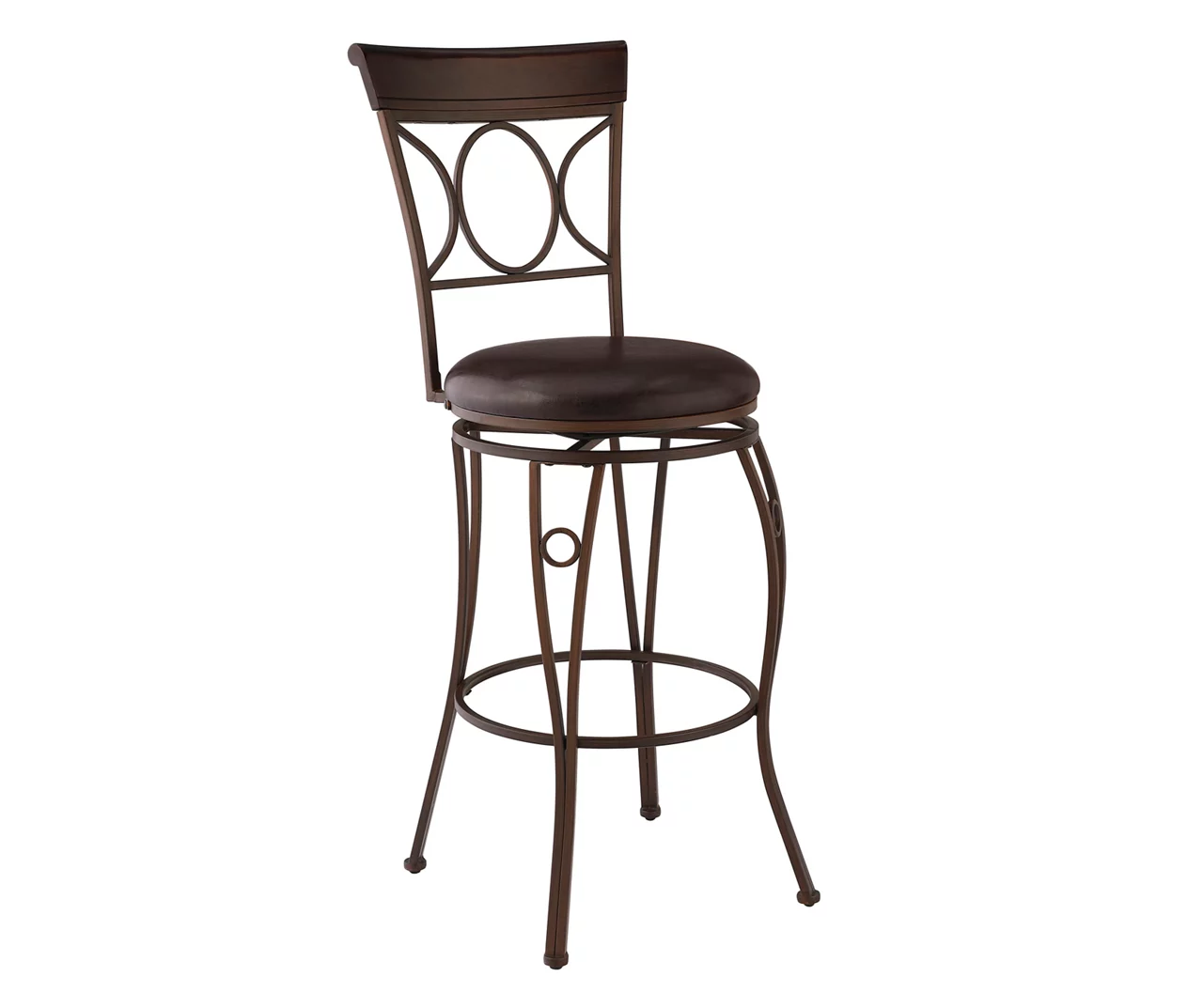 Memphis Black Metal & Brown Faux Leather Circle Back Bar Stool 3 Memphis Black Metal & Brown Faux Leather Circle Back Bar Stool