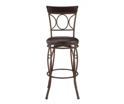 Memphis Black Metal & Brown Faux Leather Circle Back Bar Stool 17 Memphis Black Metal & Brown Faux Leather Circle Back Bar Stool -Storage supplies store 810543052 A0 2