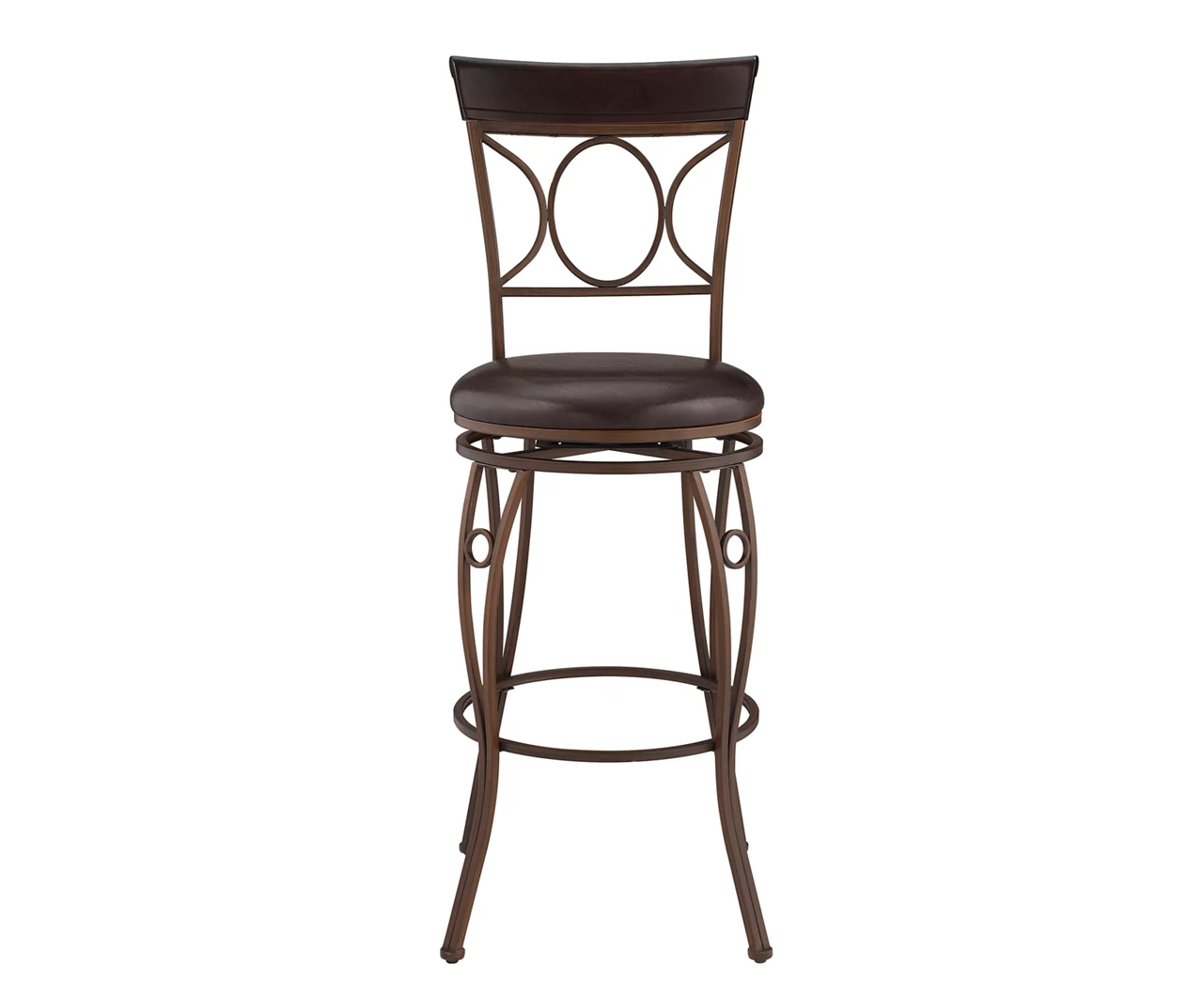 Memphis Black Metal & Brown Faux Leather Circle Back Bar Stool 7 Memphis Black Metal & Brown Faux Leather Circle Back Bar Stool - Image 5