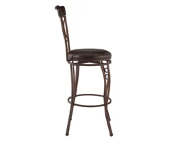 Memphis Black Metal & Brown Faux Leather Circle Back Bar Stool 18 Memphis Black Metal & Brown Faux Leather Circle Back Bar Stool -Storage supplies store 810543052 A1 3