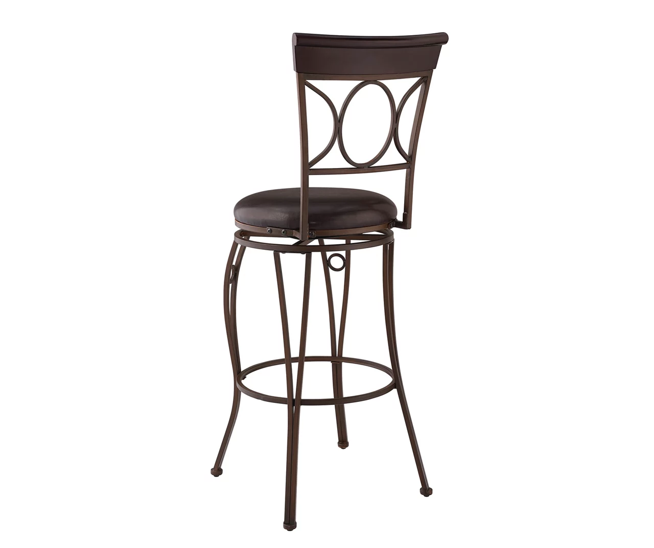 Memphis Black Metal & Brown Faux Leather Circle Back Bar Stool 9 Memphis Black Metal & Brown Faux Leather Circle Back Bar Stool - Image 7