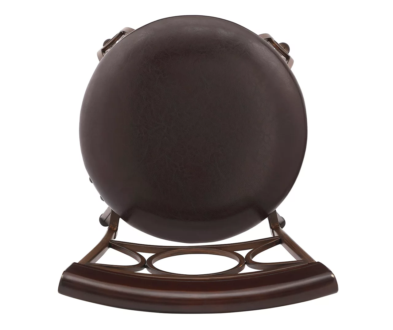 Memphis Black Metal & Brown Faux Leather Circle Back Bar Stool 11 Memphis Black Metal & Brown Faux Leather Circle Back Bar Stool - Image 9