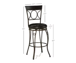Memphis Black Metal & Brown Faux Leather Circle Back Bar Stool 23 Memphis Black Metal & Brown Faux Leather Circle Back Bar Stool -Storage supplies store 810543052 D8 11