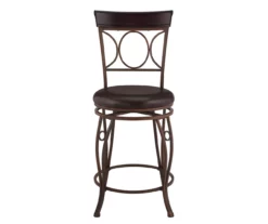 Memphis Black Metal & Brown Faux Leather Circle Back Counter Stool -Storage supplies store 810543053 A0 2