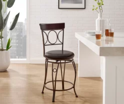 Memphis Black Metal & Brown Faux Leather Circle Back Counter Stool -Storage supplies store 810543053 A0 8