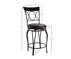 Memphis Black Metal & Brown Faux Leather Circle Back Counter Stool -Storage supplies store 810543053 D8 11