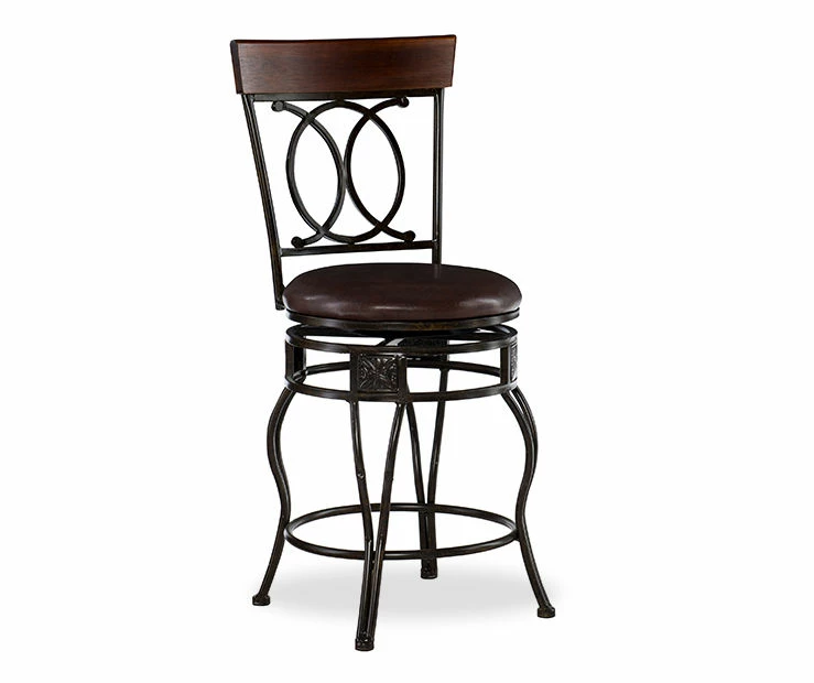 Kelley Brown & Matte Bronze Metal Ox Back Swivel Bar Stool 3 Kelley Brown & Matte Bronze Metal Ox Back Swivel Bar Stool