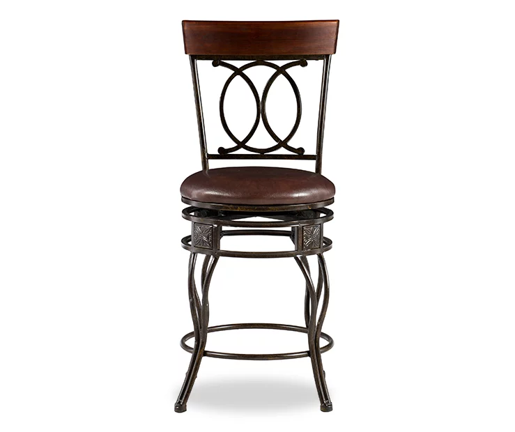 Kelley Brown & Matte Bronze Metal Ox Back Swivel Bar Stool 4 Kelley Brown & Matte Bronze Metal Ox Back Swivel Bar Stool - Image 2