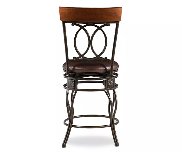 Kelley Brown & Matte Bronze Metal Ox Back Swivel Bar Stool 6 Kelley Brown & Matte Bronze Metal Ox Back Swivel Bar Stool - Image 4