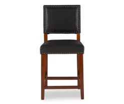 Lanier Black Upholstered Wood Nailhead Counter Stool -Storage supplies store 810543062 3