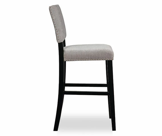 Marianna Dark Gray Washed Upholstered Velvet Bar Stool 4 Marianna Dark Gray Washed Upholstered Velvet Bar Stool - Image 2