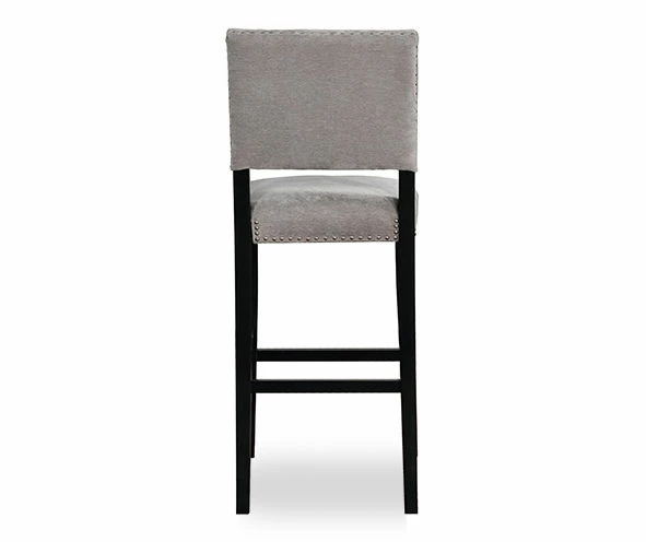 Marianna Dark Gray Washed Upholstered Velvet Bar Stool 5 Marianna Dark Gray Washed Upholstered Velvet Bar Stool - Image 3