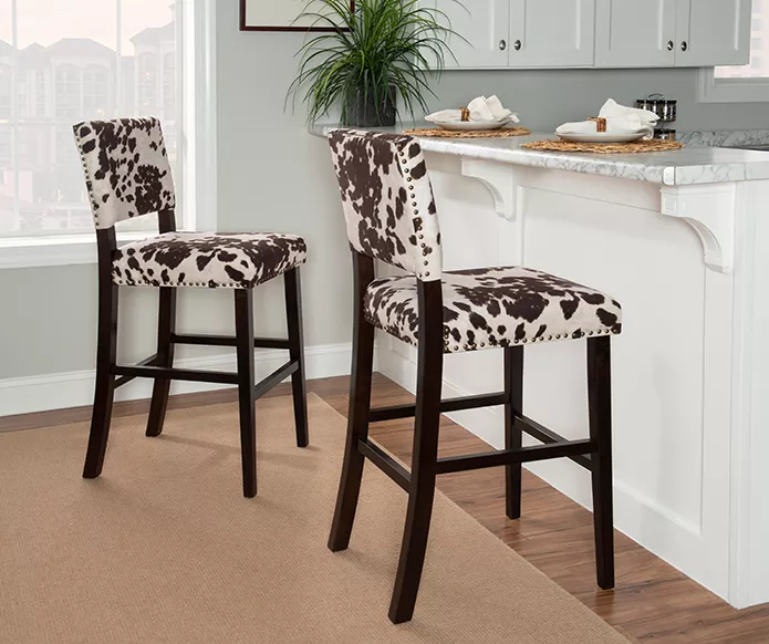 Marianne 44.75" Cow Print Upholstered Bar Stool 5 Marianne 44.75" Cow Print Upholstered Bar Stool - Image 3