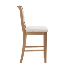 Russell Gray & Brown Upholstered Wood Curved Back Counter Stool -Storage supplies store 810543068 3