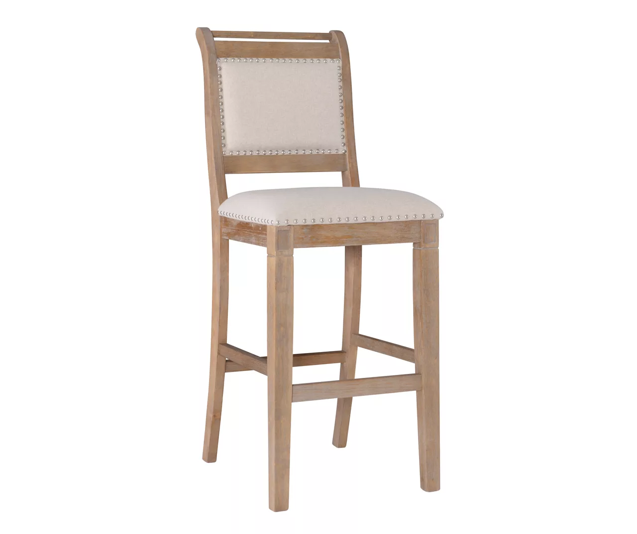 Aubrey Natural Upholstered Wood Nailhead Bar Stool 3 Aubrey Natural Upholstered Wood Nailhead Bar Stool