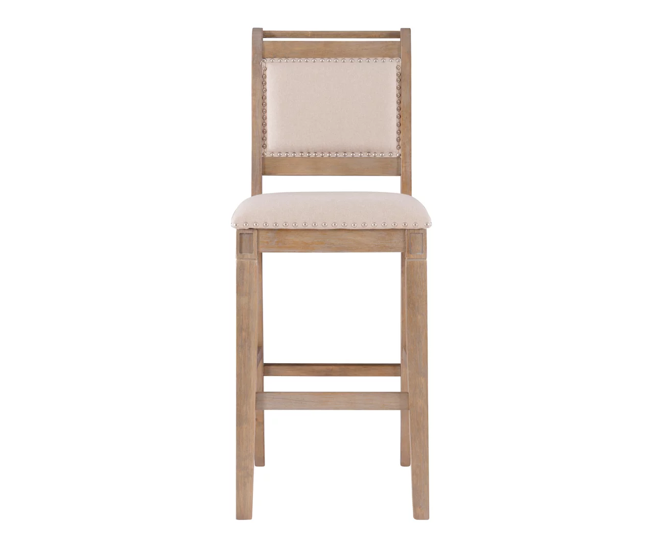 Aubrey Natural Upholstered Wood Nailhead Bar Stool 8 Aubrey Natural Upholstered Wood Nailhead Bar Stool - Image 6