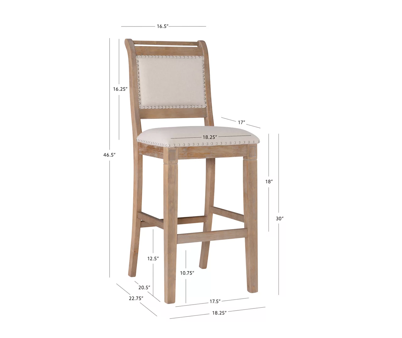 Aubrey Natural Upholstered Wood Nailhead Bar Stool 12 Aubrey Natural Upholstered Wood Nailhead Bar Stool - Image 10