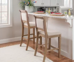 Aubrey Natural Upholstered Wood Nailhead Bar Stool 13 Aubrey Natural Upholstered Wood Nailhead Bar Stool -Storage supplies store 810543069 B0 1