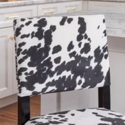 Marianne 38.75" Cow Print Upholstered Counter Stool -Storage supplies store 810543072 5