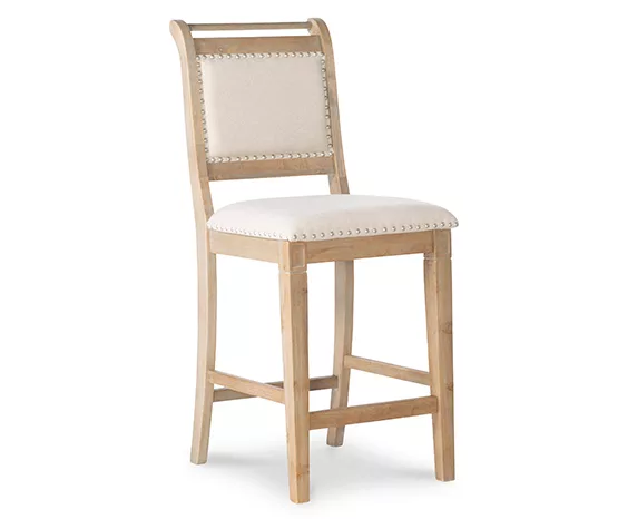 Aubrey Gray Wash Upholstered Wood Nailhead Counter Stool 3 Aubrey Gray Wash Upholstered Wood Nailhead Counter Stool