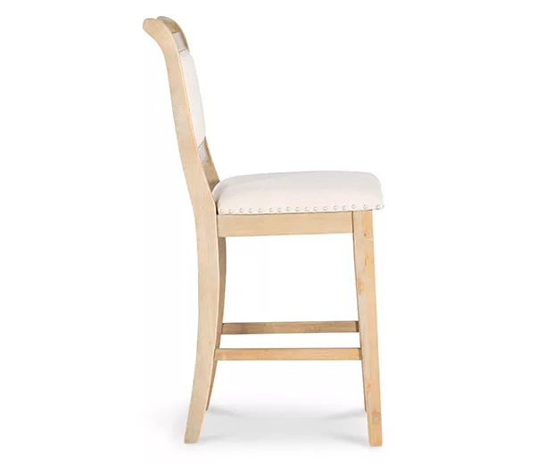 Aubrey Gray Wash Upholstered Wood Nailhead Counter Stool 6 Aubrey Gray Wash Upholstered Wood Nailhead Counter Stool - Image 4