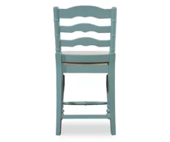 Bristol Antique Blue Padded Wood Counter Stool -Storage supplies store 810543079 4