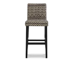 Liz Black & White Upholstered Ikat Pattern Driftwood Bar Stool -Storage supplies store 810543084 3