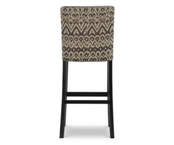 Liz Black & White Upholstered Ikat Pattern Driftwood Bar Stool -Storage supplies store 810543084 5