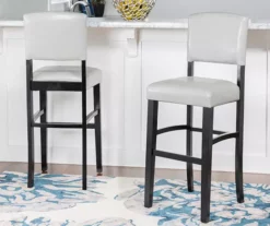 Trevor Dove Gray & Black Faux Leather Upholstered Bar Stool -Storage supplies store 810543087 2