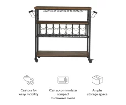 Patrick 2-Tier Wood & Metal Wine Cart -Storage supplies store 810543090 A0 8