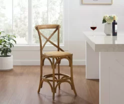 Everlie Gray Wash Curved Wood Padded Counter Stool -Storage supplies store 810543093 A0 9