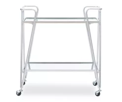 Hampton Silver 2-Shelf Rolling Steel Bar Cart -Storage supplies store 810543098 3