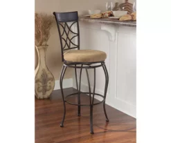 Jones Brown Curved Metal Upholstered Swivel Bar Stool -Storage supplies store 810543102 2