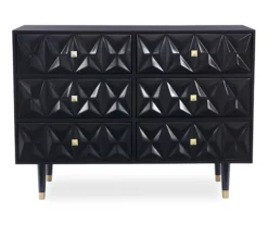 Urban Fresh Black & Gold 6-Drawer Textured Geometric Dresser