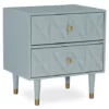 Urban Fresh Gray & Gold 2-Drawer Textured Geometric Nightstand
