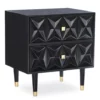 Urban Fresh Black & Gold 2-Drawer Textured Geometric Nightstand -Storage supplies store 810543105 1