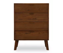 Shay Walnut 4-Drawer Wood Mid-Century Chest -Storage supplies store 810543115 3