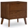Shay Walnut 2-Drawer Wood Nightstand -Storage supplies store 810543116 1