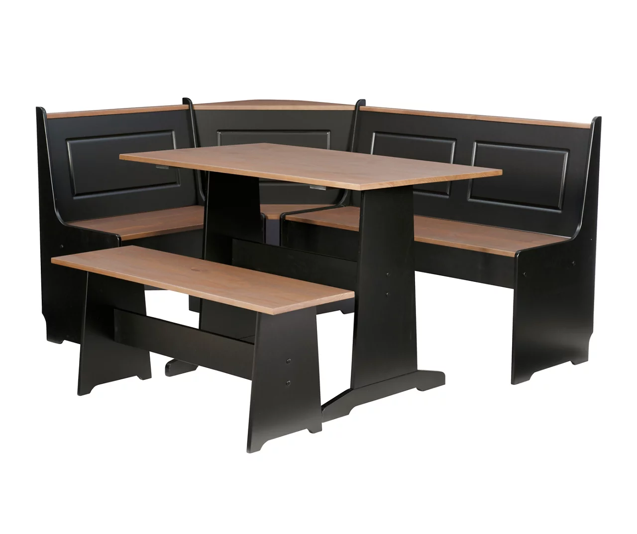 Atrium Black & Pecan 3-Piece Wooden Breakfast Nook Set 3 Atrium Black & Pecan 3-Piece Wooden Breakfast Nook Set