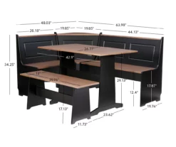 Atrium Black & Pecan 3-Piece Wooden Breakfast Nook Set 24 Atrium Black & Pecan 3-Piece Wooden Breakfast Nook Set -Storage supplies store 810543121 A7
