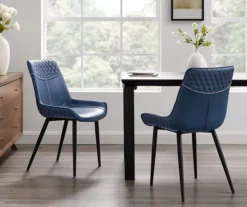 Austin Blue Faux Leather Upholstered Dining Chairs, 2-Pack -Storage supplies store 810543133 2