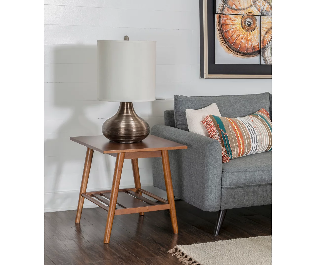 Presley Brown 2-Tier Slatted Wood End Table 4 Presley Brown 2-Tier Slatted Wood End Table - Image 2