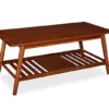 Presley Brown 2-Tier Slatted Wood Coffee Table